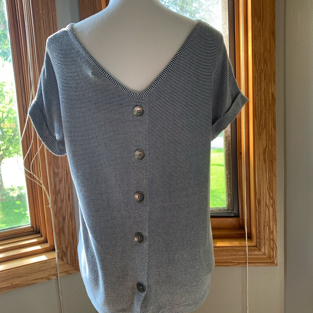 Striped Back Button Top - image 2